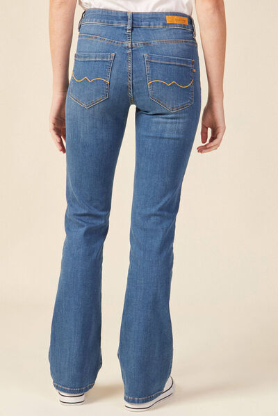 Jeans bootcut détails tressés denim stone femme