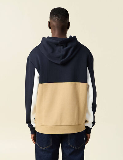 Sweat à capuche 1 poche bleu marine homme