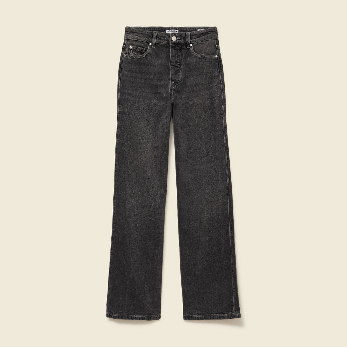 Jeans large taille haute denim snow gris femme