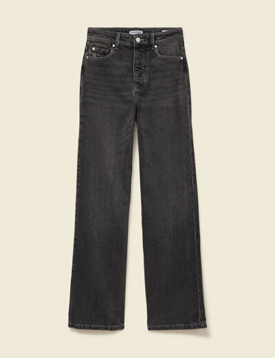 Jeans large taille haute denim snow gris femme