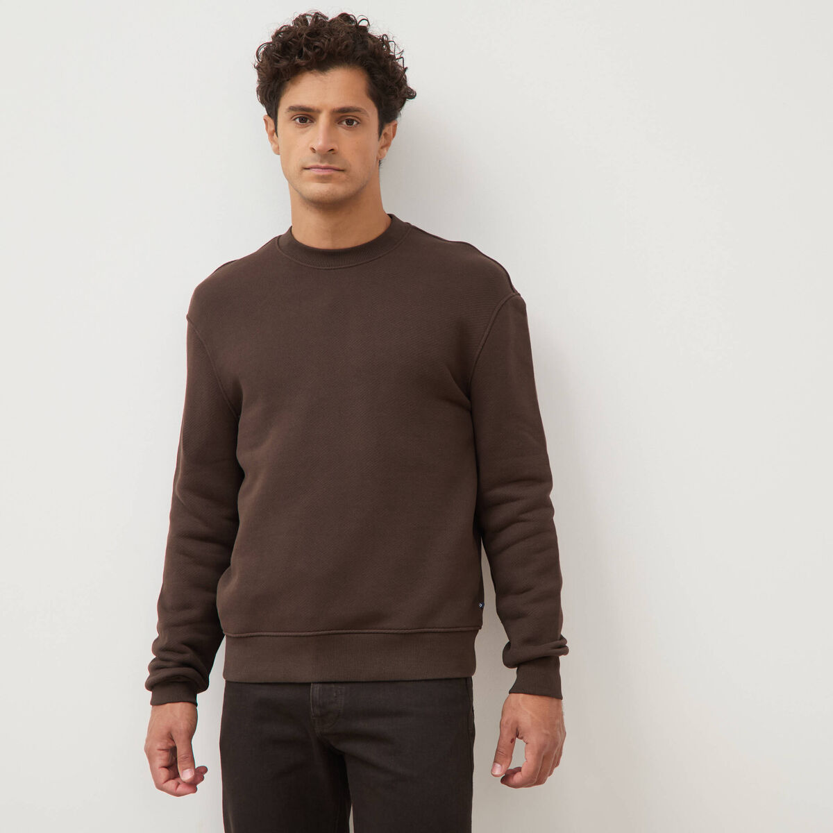Sweat manches longues marron homme