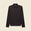 Polo cintr&eacute; manches longues marron fonc&eacute; homme