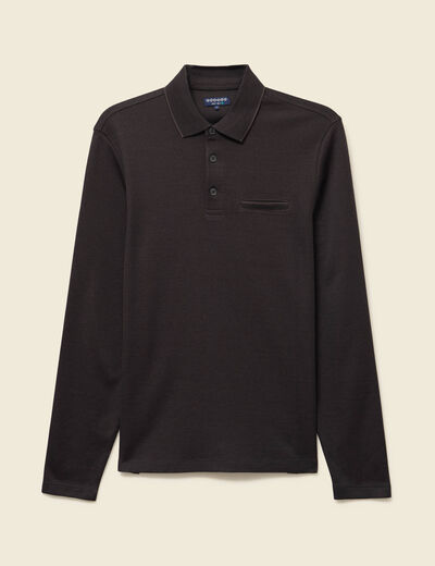 Polo cintr&eacute; manches longues marron fonc&eacute; homme