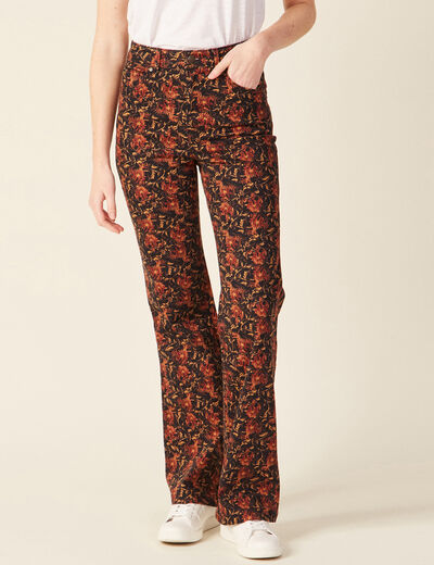Pantalon bootcut taille haute noir femme