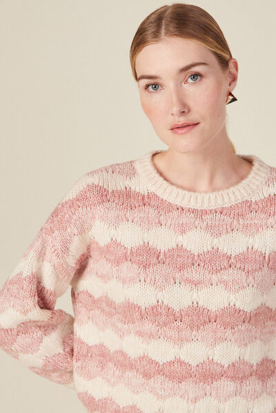 Pull manches longues rouge clair femme