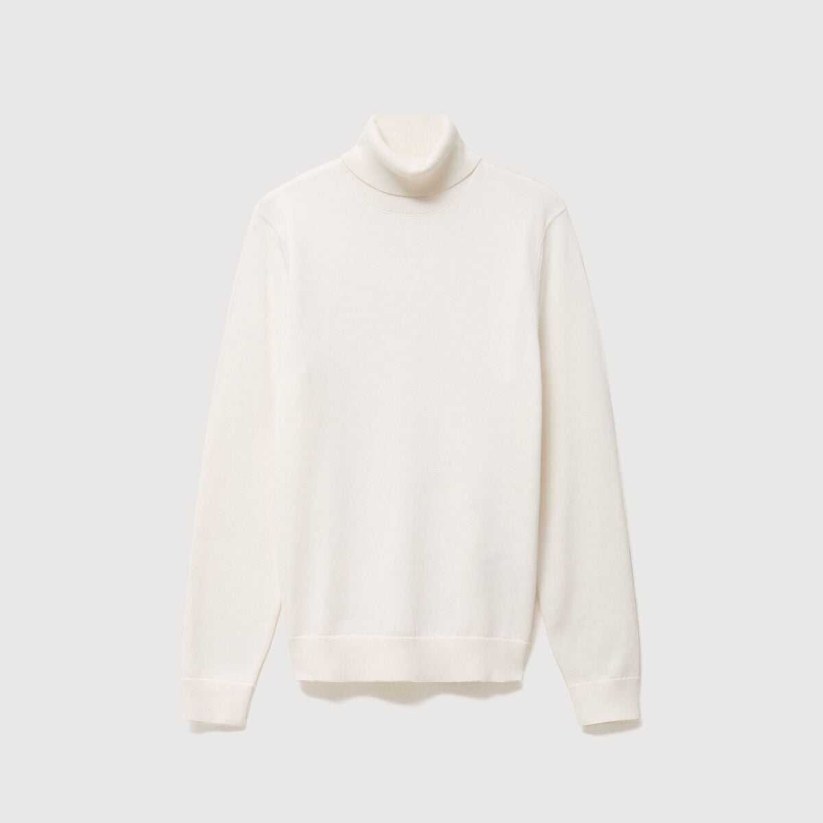 Pull fin col montant manches longues ecru homme