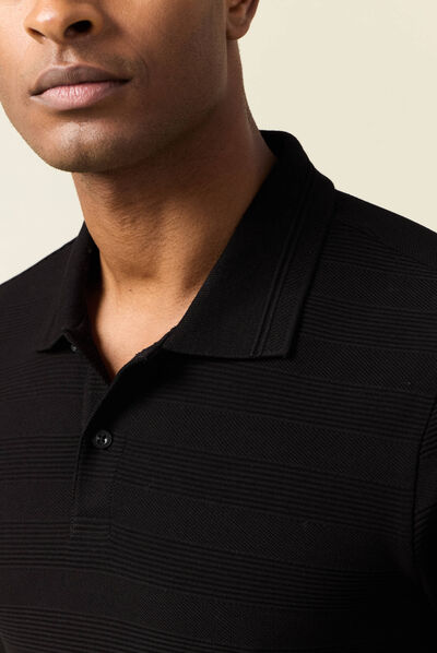 Polo manches longues noir homme