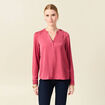 Blouse manches longues satin vieux rose femme
