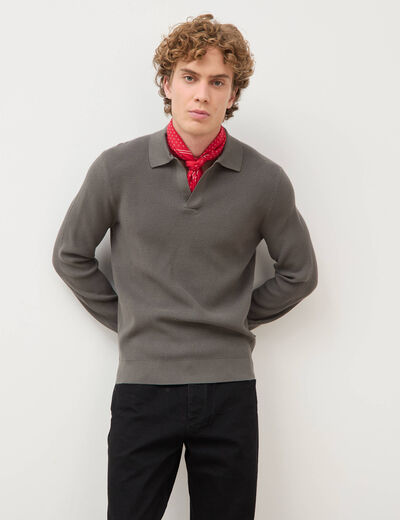 Pull manches longues vert fonc&eacute; homme