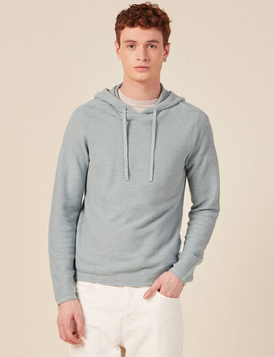 Pull à capuche bleu gris homme