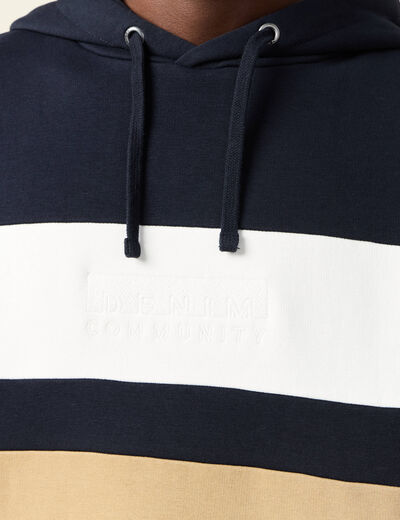 Sweat à capuche 1 poche bleu marine homme
