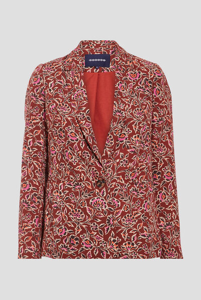Veste esprit blazer droite marron femme