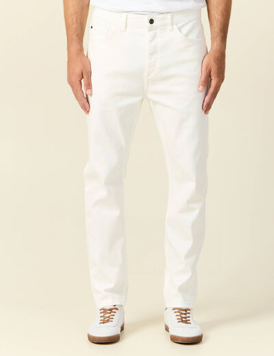 Jeans straight taille tapered denim blanc homme