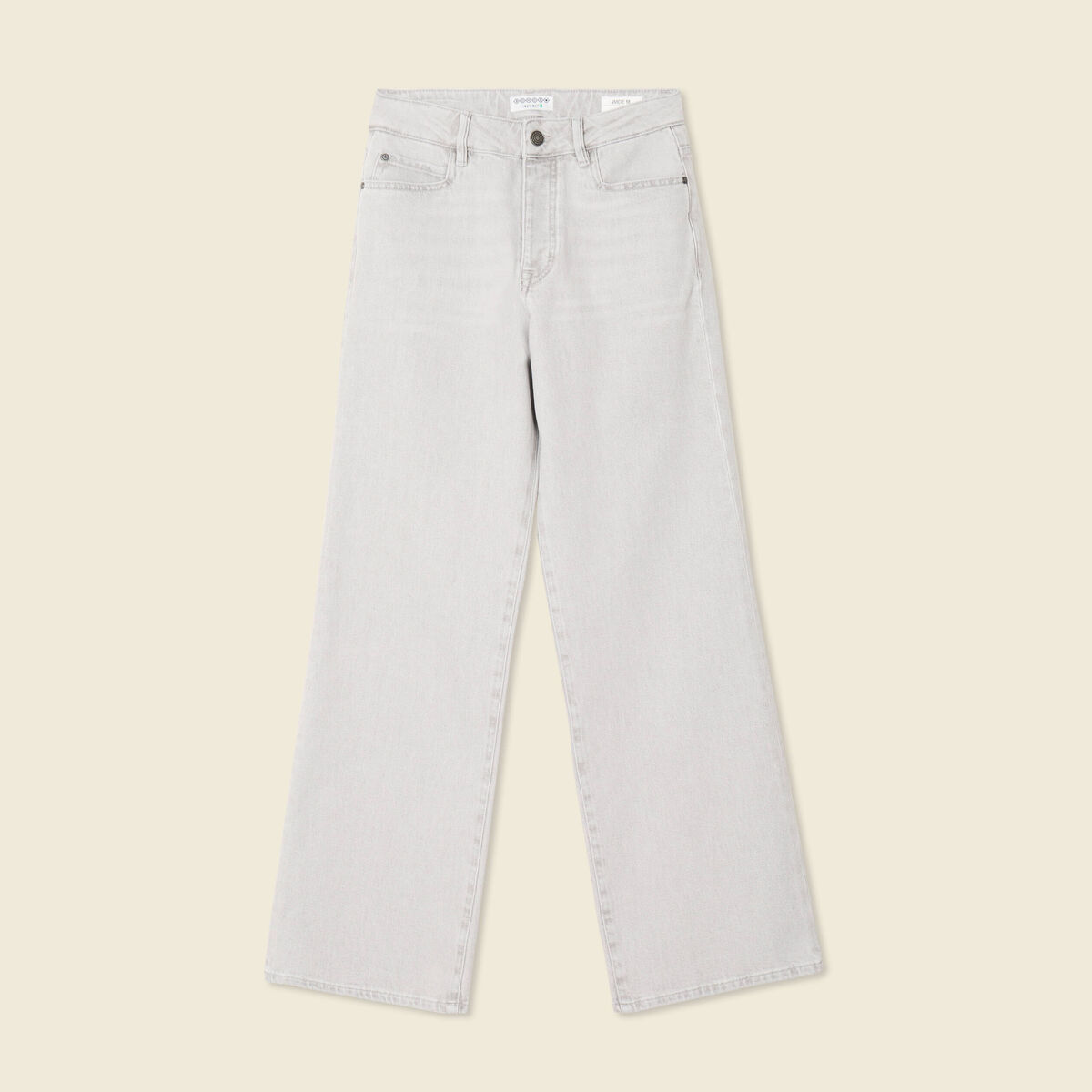 Jeans large taille haute denim gris clair femme