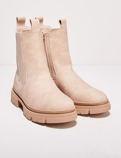 Bottines chelsea crantées creme femme