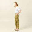 Pantalon chino cigarette vert olive femme