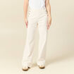Pantalon large taille haute en velours ivoire femme