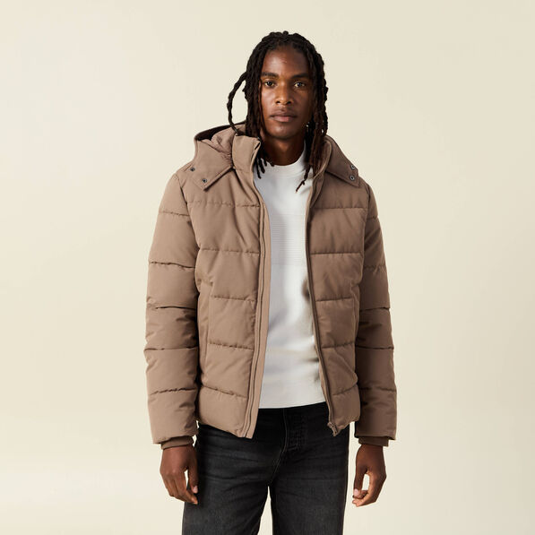 Doudoune capuche amovible marron foncé homme
