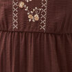Robe bretelle col carr&eacute; en coton marron fonc&eacute; femme