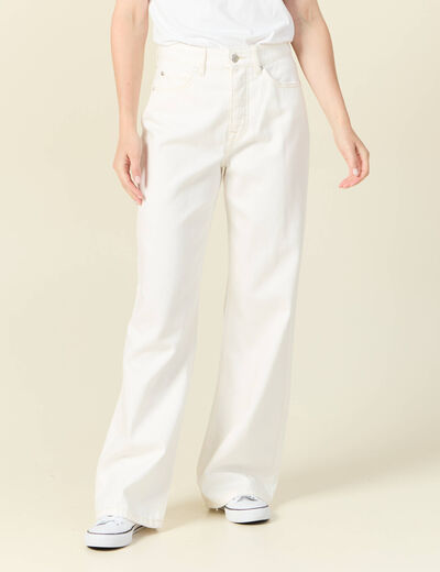 Jeans large éco-responsable denim blanc femme