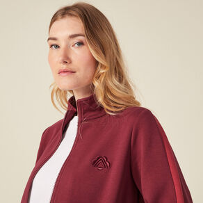 Gilet manches longues zippé prune femme