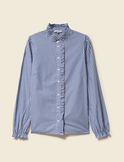 Chemise manches longues en coton bleu marine femme