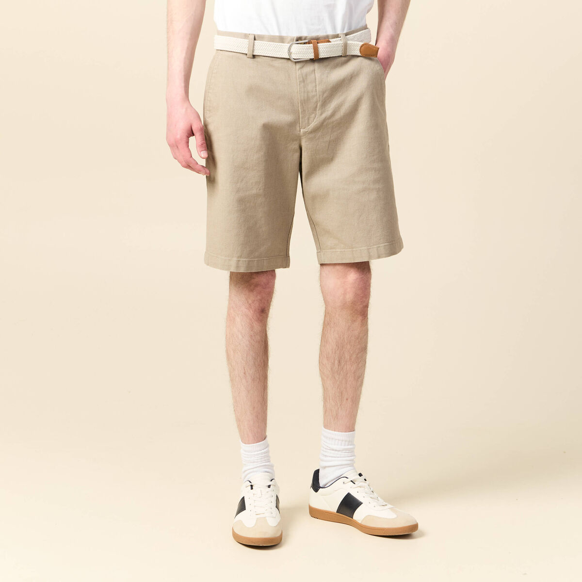 Bermuda droit chino ceinture sable homme