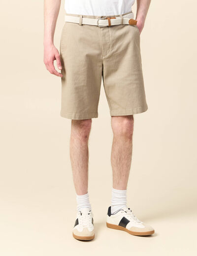 Bermuda droit chino ceinture sable homme