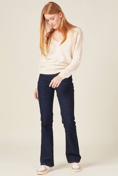 Pull manches longues ecru femme