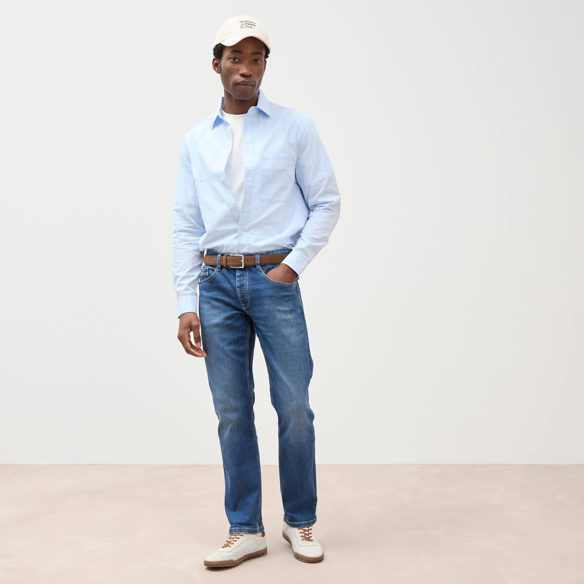 Jeans straight longueur 32 denim stone homme