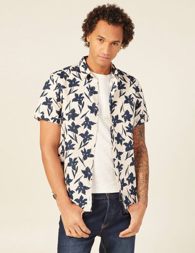 Chemise manches courtes beige homme