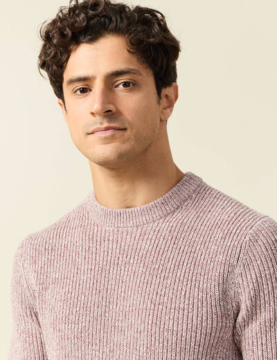 Pull manches longues vieux rose homme