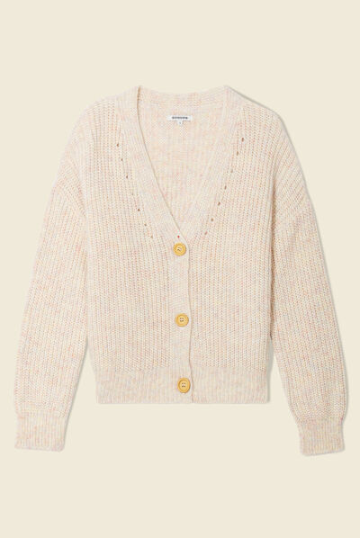 Gilet manches longues col en V orange foncé femme