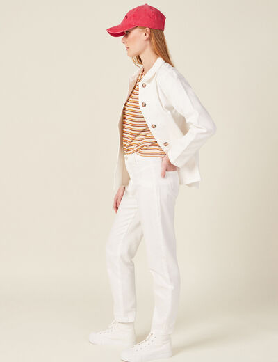 Surchemise droite boutonnée ecru femme