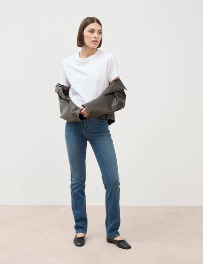 Jeans regular taille haute denim stone femme