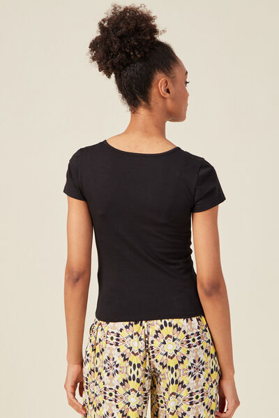 T-shirt manches courtes noir femme