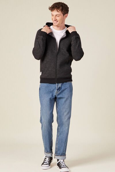 Gilet manches longues zippé noir homme