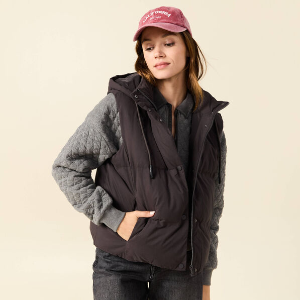 doudoune sans manches capuche gris fonce femme Doudoune sans manches capuche gris foncé femme