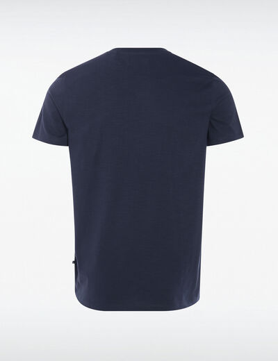 T-shirt ajust&eacute; col rond manches courtes bleu marine homme