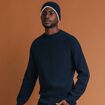Pull col rond manches longues en coton bleu marine homme