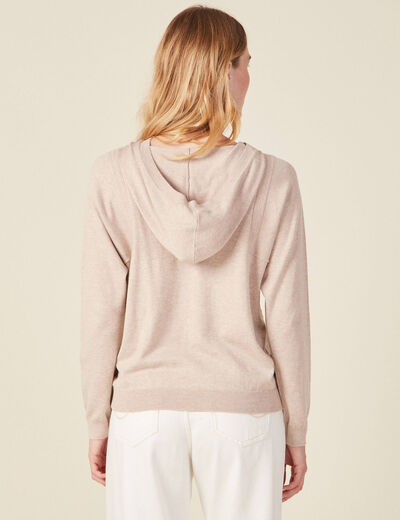 Pull à capuche creme femme