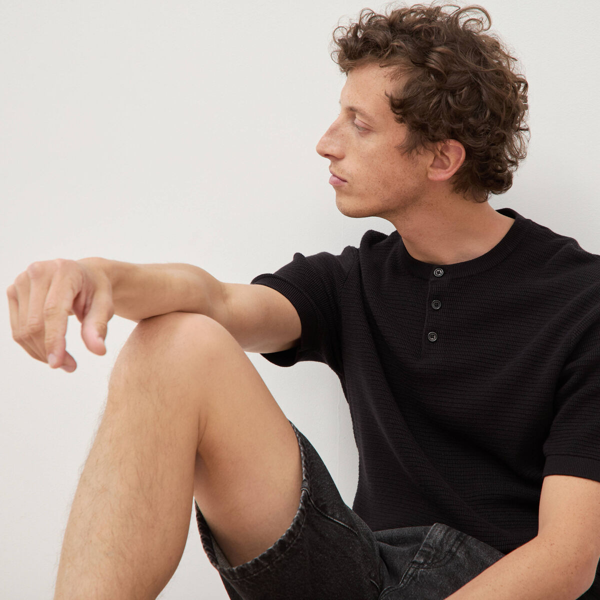 T-shirt en coton manches courtes noir homme