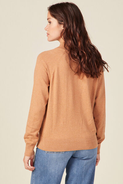 Pull manches longues marron clair femme