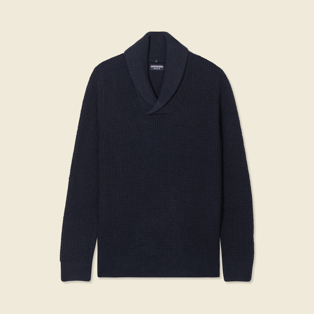Pull manches longues col châle bleu marine homme