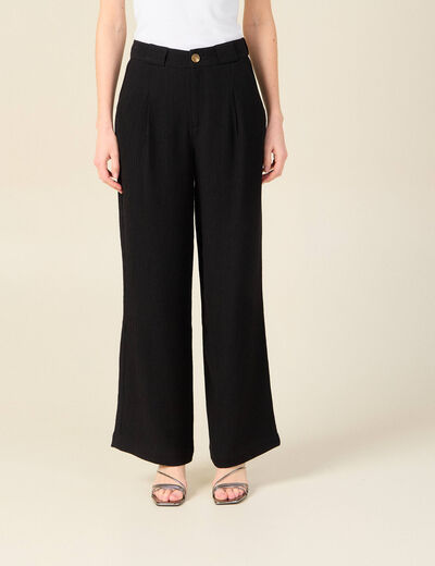 Pantalon large fluide noir femme