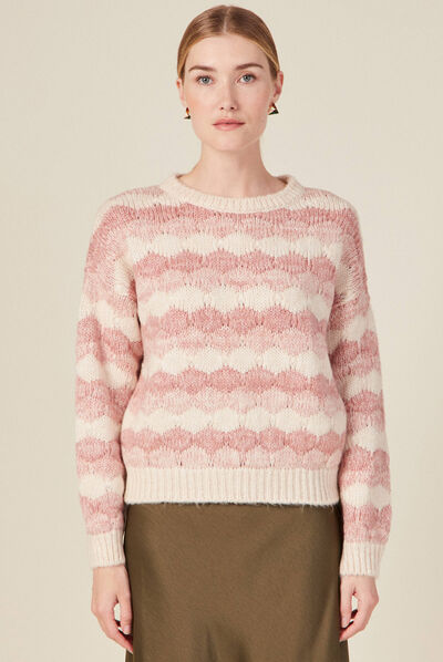 Pull manches longues rouge clair femme