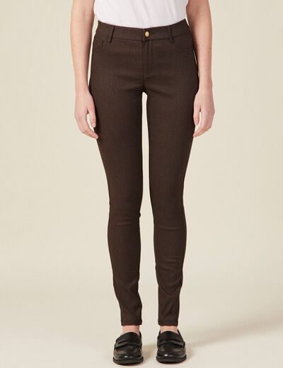 Pantalon skinny marron femme