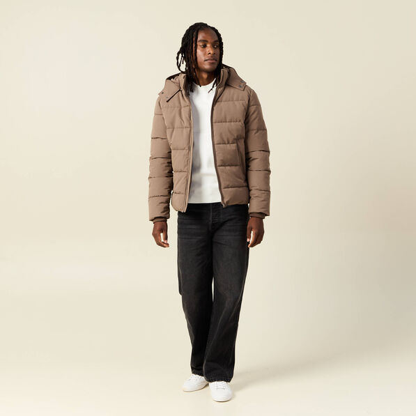Doudoune capuche amovible marron foncé homme