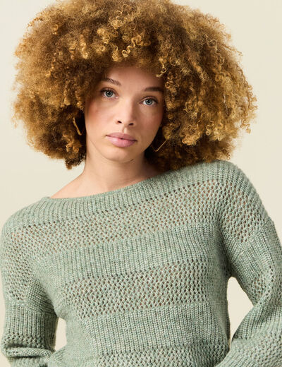 Pull manches longues vert kaki femme