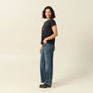 T-shirt en coton manches courtes noir femme